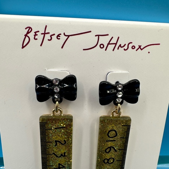 Betsey Johnson Glitter Ruler earrings NWT - Picture 4 of 6